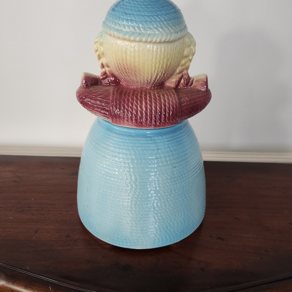 Vintage American Bisque Girl with Braids Cookie Jar circa 1950's - Picture 3 of 7